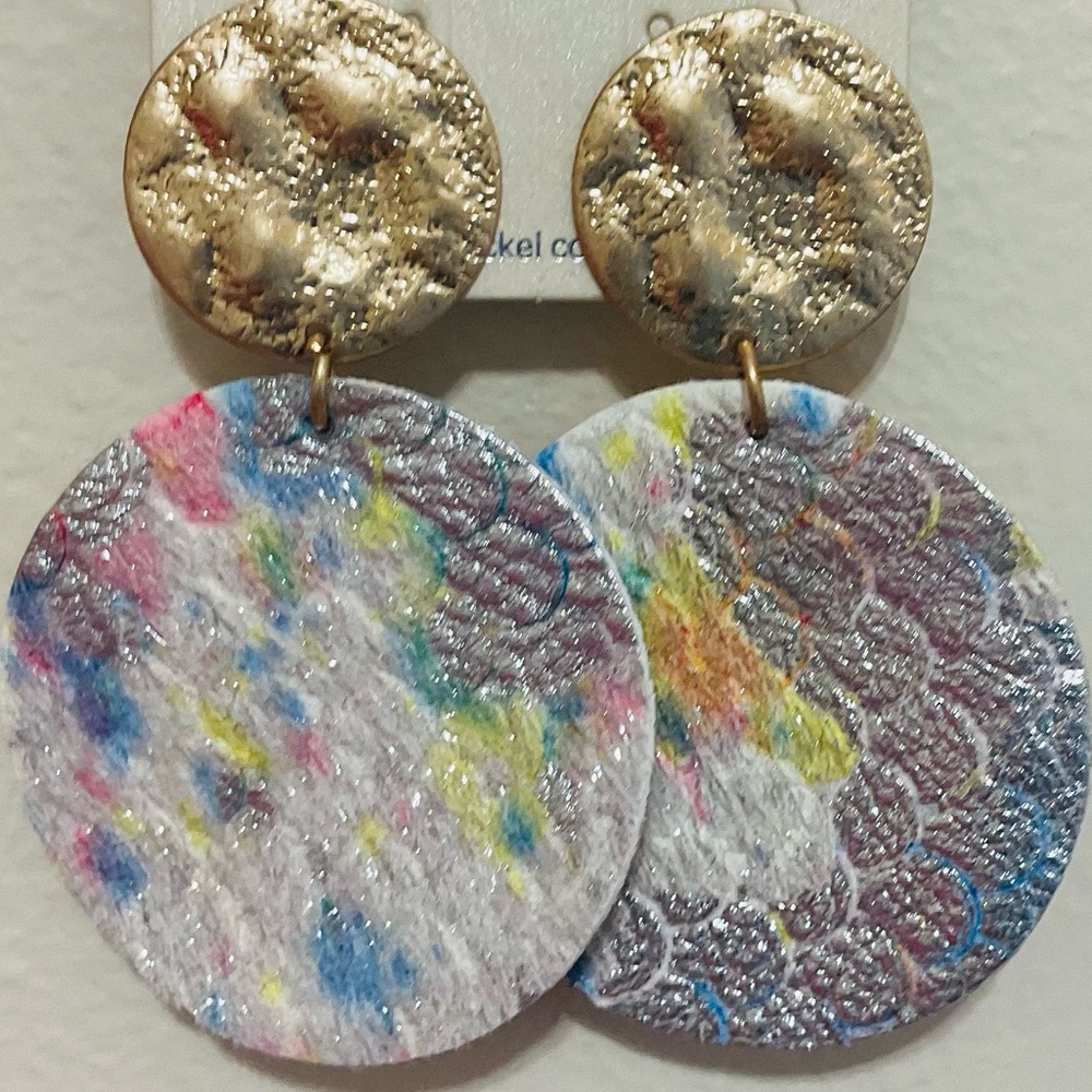 ❤️Marleigh Leather Multicolor Round Earrings